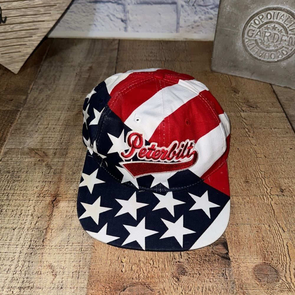 Peterbilt United States Flag Hat 1994 Global Flag Adjustable Snap Back Cap